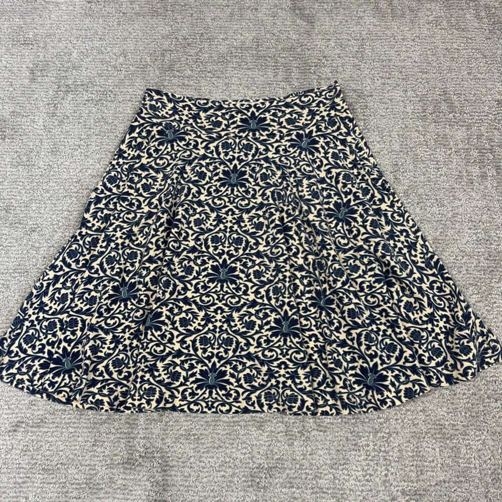 Effie's Heart Skirt Womens Large Blue Beige Boho Artsy Earthy Stretch Pockets